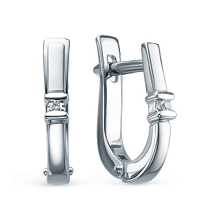 Серьги из белого золота с бриллиантом