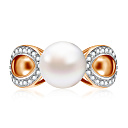 Кольцо из красного золота с жемчугом, фианитом