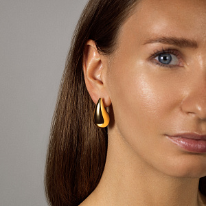 Серьги с английским замком из желтого золота