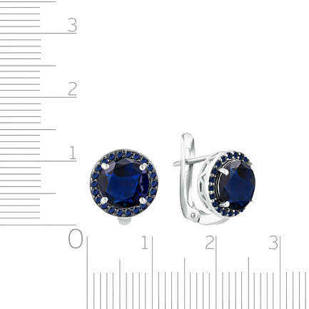 Серьги с английским замком из серебра с корундом