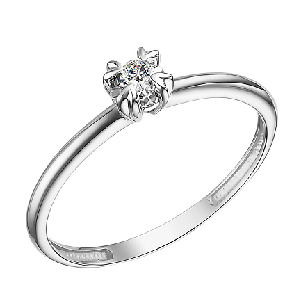 Кольцо из белого золота с бриллиантом