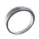 Кольцо обручальное из белого золота с бриллиантом