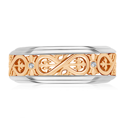 Кольцо обручальное из красного золота с бриллиантами