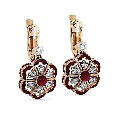 Серьги с английским замком из красного золота с бриллиантами