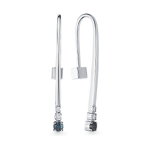 Серьги из белого золота с бриллиантами, сапфирами