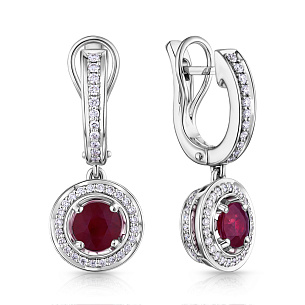 Серьги с английским замком из белого золота с бриллиантом