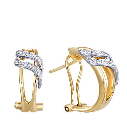 Серьги из желтого золота с бриллиантами