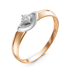 Кольцо из красного золота с бриллиантом