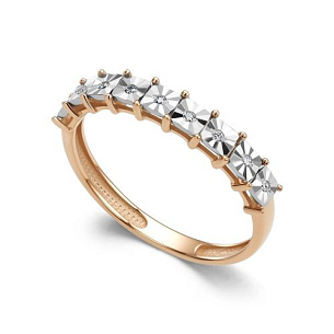 Кольцо из красного золота с бриллиантом