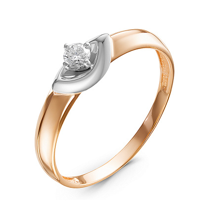 Кольцо из красного золота с бриллиантом