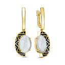 Серьги с английским замком из серебра с лунными камнями