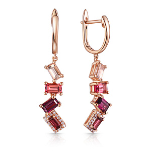 Серьги с английским замком из красного золота с бриллиантами