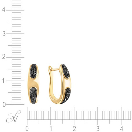 Серьги с английским замком из желтого золота с бриллиантами