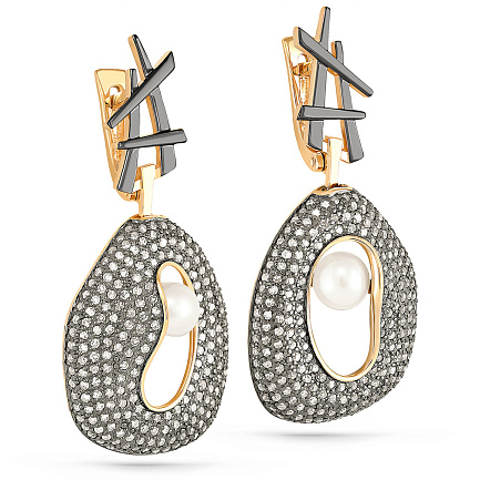 Серьги с английским замком из желтого золота с бриллиантами