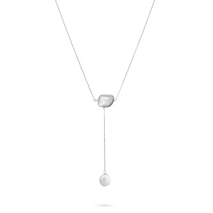 Колье из серебра с циркониями и жемчугом