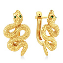 Серьги из желтого золота с фианитом