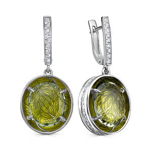 Серьги с английским замком из белого золота с бриллиантами