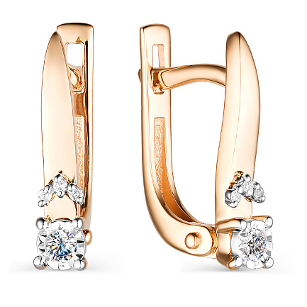 Серьги из красного золота с бриллиантами