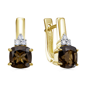 Серьги с английским замком из желтого золота