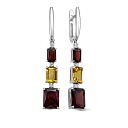 Серьги из белого золота с бриллиантами, гранатами