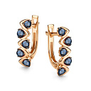 Серьги с английским замком из красного золота с сапфирами