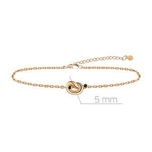 Браслет декоративный из красного золота с фианитом