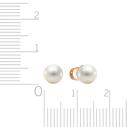 Серьги-пусеты из красного золота с жемчугом