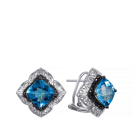 Серьги из белого золота с топазами