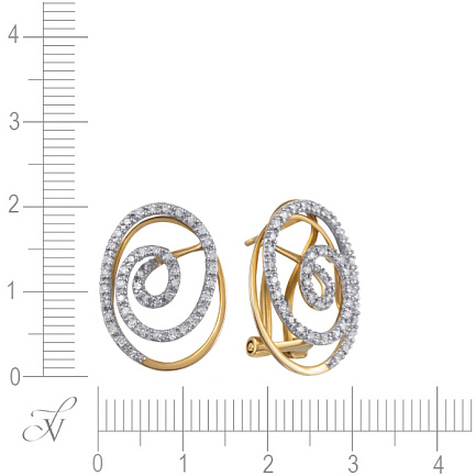 Серьги из желтого золота с бриллиантами