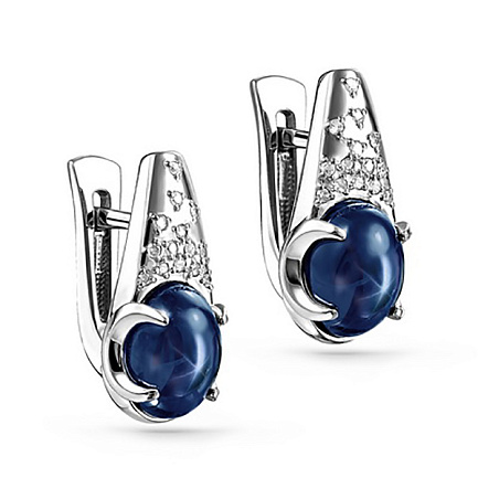 Серьги с английским замком из белого золота с бриллиантами