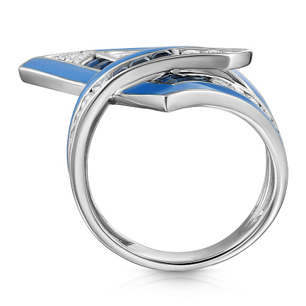 Кольцо из белого золота с бриллиантами, сапфирами