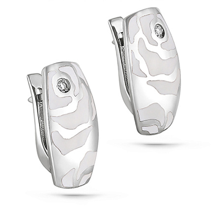 Серьги с английским замком из белого золота с бриллиантами