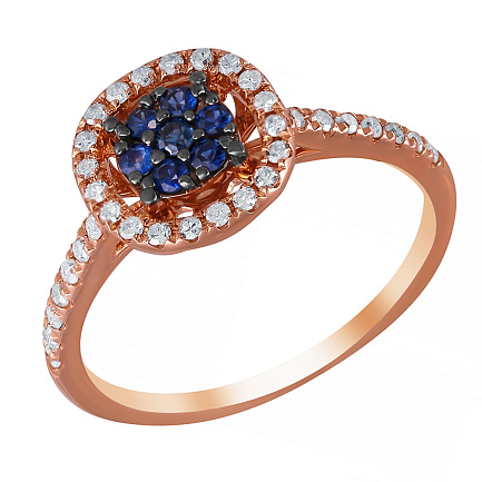 Кольцо помолвочное из красного золота с бриллиантами