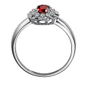 Кольцо из серебра с гранатом, фианитами