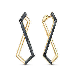 Серьги с английским замком из желтого золота с бриллиантом