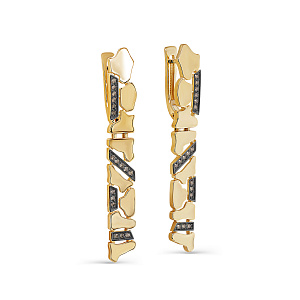 Серьги с английским замком из желтого золота с бриллиантами