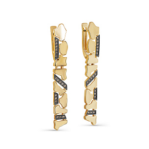 Серьги с английским замком из желтого золота с бриллиантом