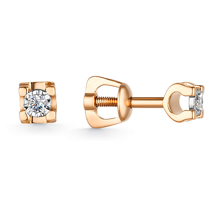 Серьги из красного золота с бриллиантами