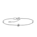 Браслет на ногу декоративный из белого золота с фианитами, плетение якорное