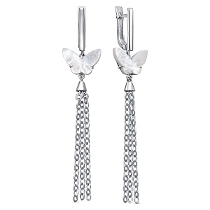 Серьги с английским замком из серебра с перламутром