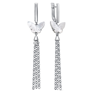 Серьги с английским замком из серебра с перламутром