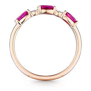 Кольцо из красного золота с бриллиантами, рубинами