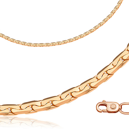 Цепь автомат из красного золота, плетение якорное