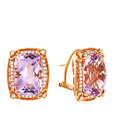 Серьги из красного золота с бриллиантами, аметистами