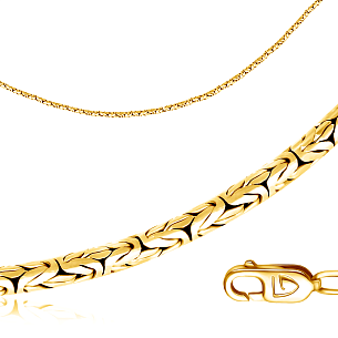 Золотая цепь ручной работы, плетение византийское