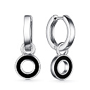 Серьги из серебра с фианитами, эмалью