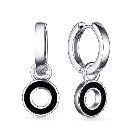 Серьги из серебра с фианитами, эмалью