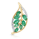 Подвеска из желтого золота с бриллиантами, изумрудами