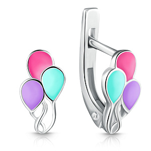 Серьги детские из серебра с эмалью