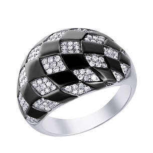 Золотое кольцо с бриллиантами, эмалью